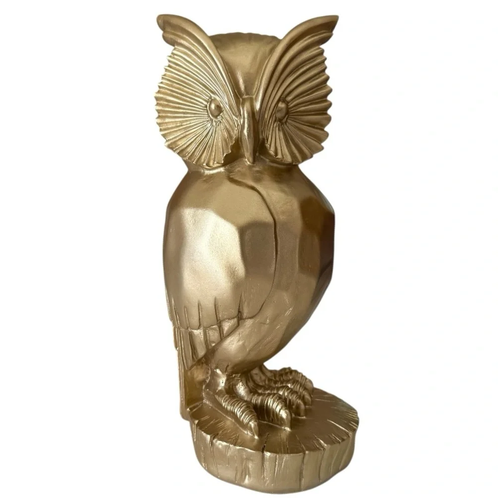 Gold Owl Resin Statue 13 inch Bird Figurine